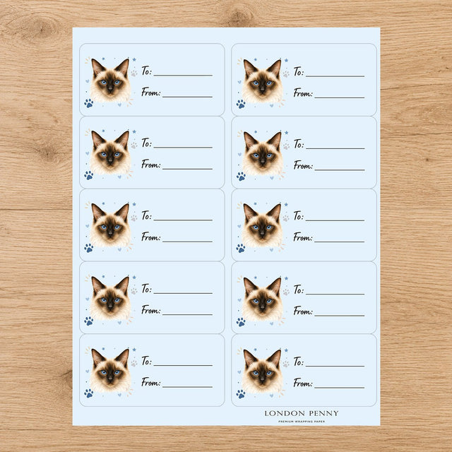 Balinese Pawprint Wishes Gift Tag Sticker Sheet - London Penny Gift Wrap
