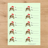 Beagle Santa Paws Gift Tag Sticker Sheet
