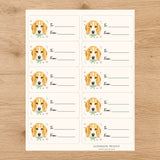 Beagle Paws & Bows Gift Tag Sticker Sheet