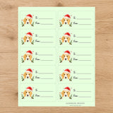 Beagle Santa Paws Gift Tag Sticker Sheet