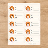 Beagle Paws & Bows Gift Tag Sticker Sheet