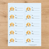 Beagle  Pawprint Wishes Gift Tag Sticker Sheet