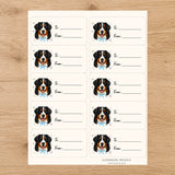 Bernese Mountain Dog Paws & Bows Gift Tag Sticker Sheet