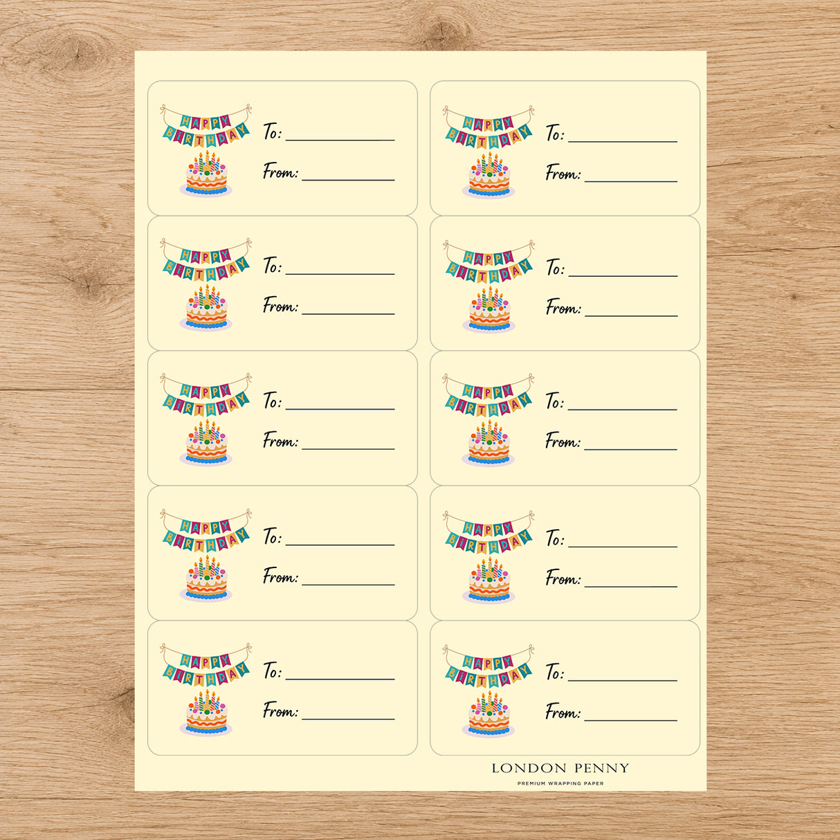 Birthday Banner Bash Gift Tag Sticker Sheet
