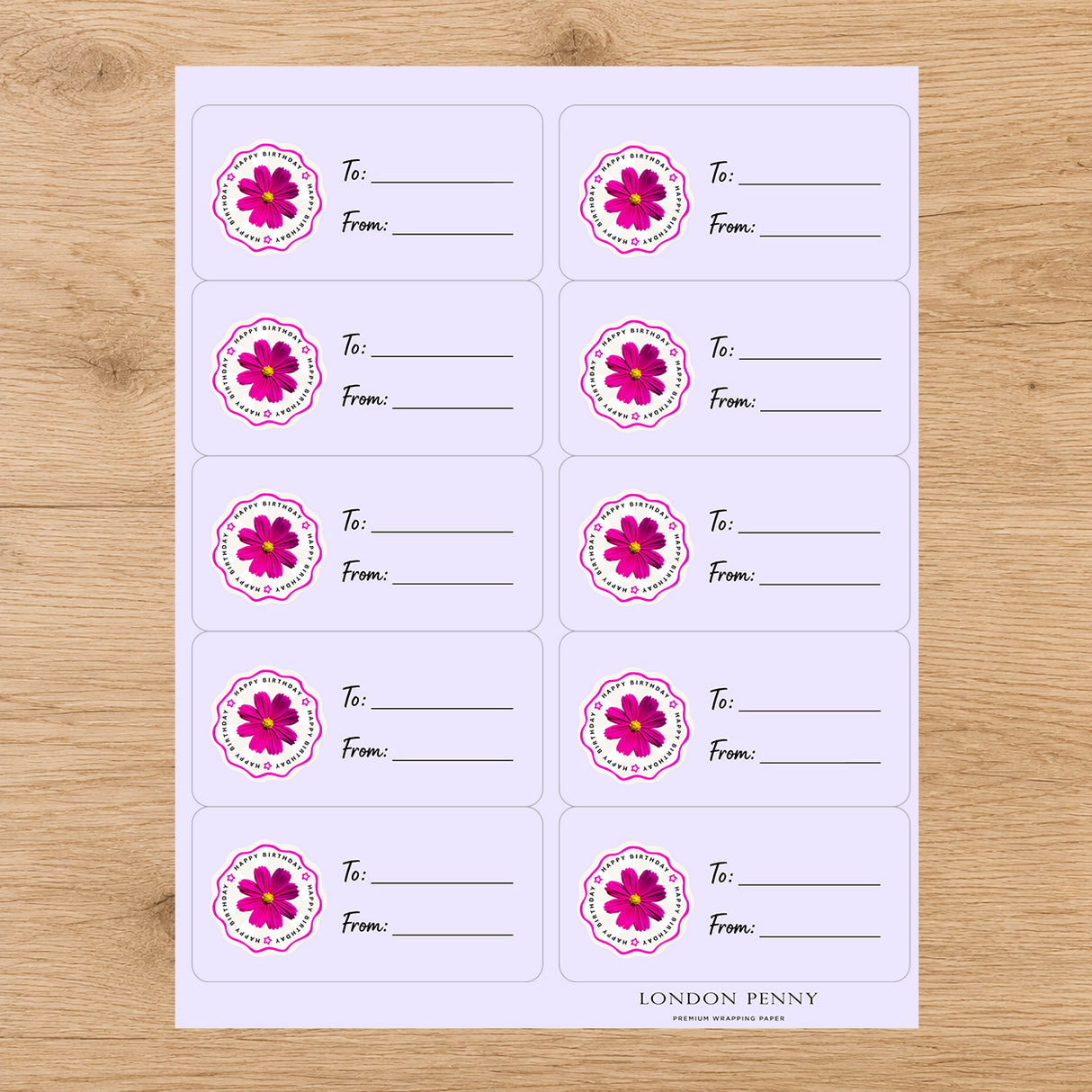 Birthday in Bloom Gift Tag Sticker Sheet