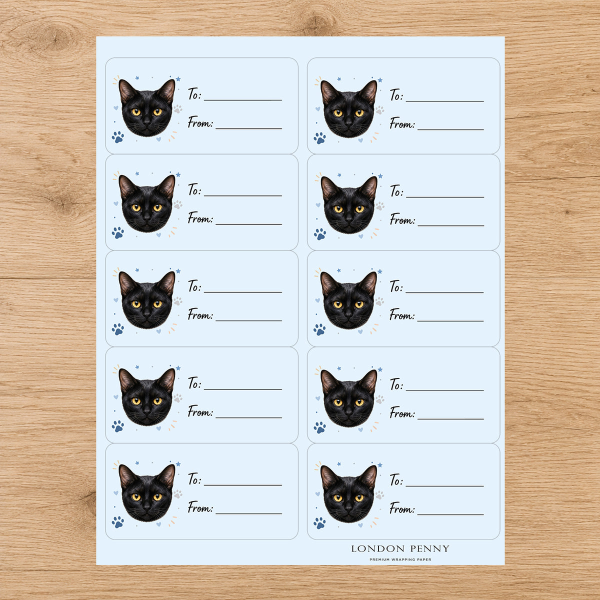 Bombay Pawprint Wishes Gift Tag Sticker Sheet