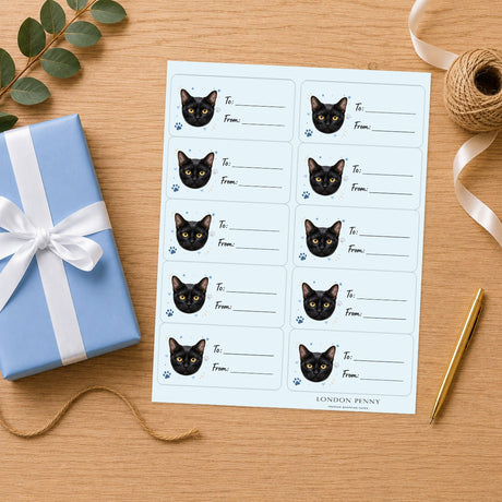 Bombay Pawprint Wishes Gift Tag Sticker Sheet - London Penny Gift Wrap