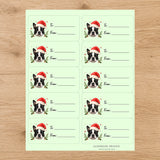 Boston Terrier Santa Paws Gift Tag Sticker Sheet