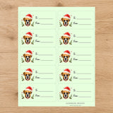 Boxer Santa Paws Gift Tag Sticker Sheet