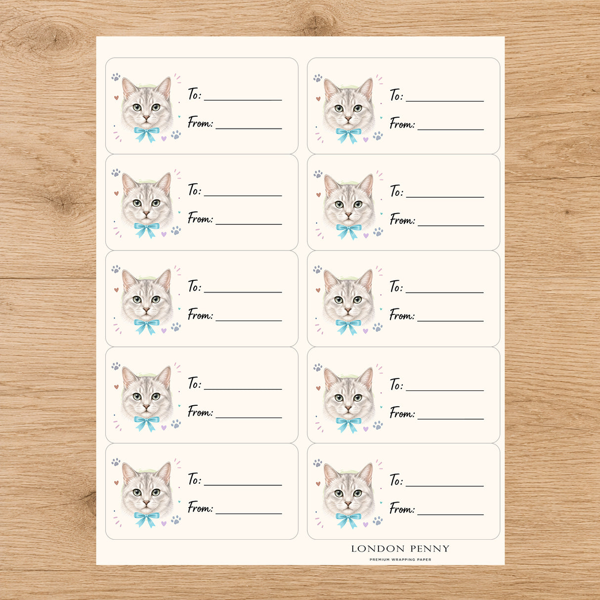 Burmilla Purrfectly Yours Gift Tag Sticker Sheet