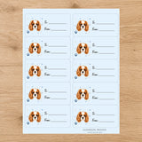 Cavalier King Charles Spaniel Pawprint Wishes Gift Tag Sticker Sheet