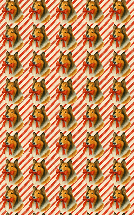 Candy Cane Collies - London Penny Gift Wrap