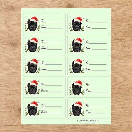Cane Corso Santa Paws Gift Tag Sticker Sheet - London Penny Gift Wrap