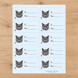 Chartreux Pawprint Wishes Gift Tag Sticker Sheet
