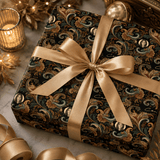 Personalized Midnight Baroque Wrapping Paper | Custom Gift Wrap - London Penny Gift Wrap