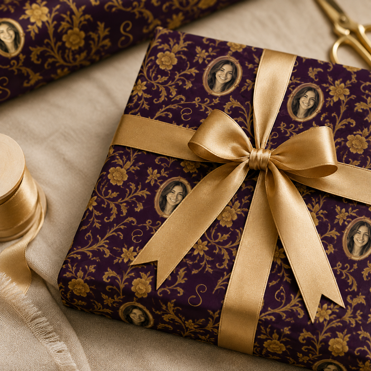 Personalized Gilded Baroque Wrapping Paper | Custom Gift Wrap