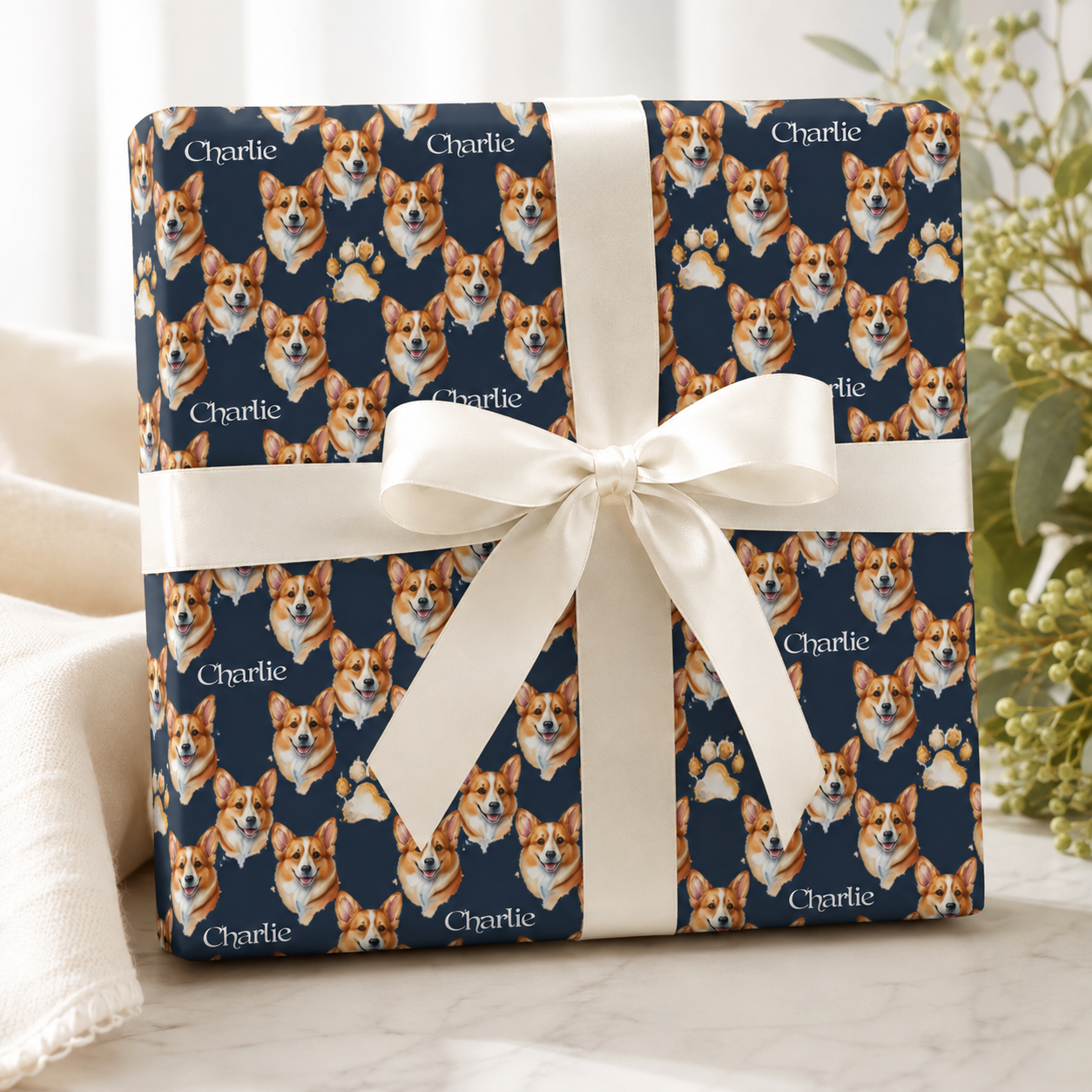 Personalized Corgi Wrapping Paper | Custom Gift Wrap