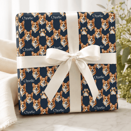 Personalized Corgi Wrapping Paper | Custom Gift Wrap - London Penny Gift Wrap