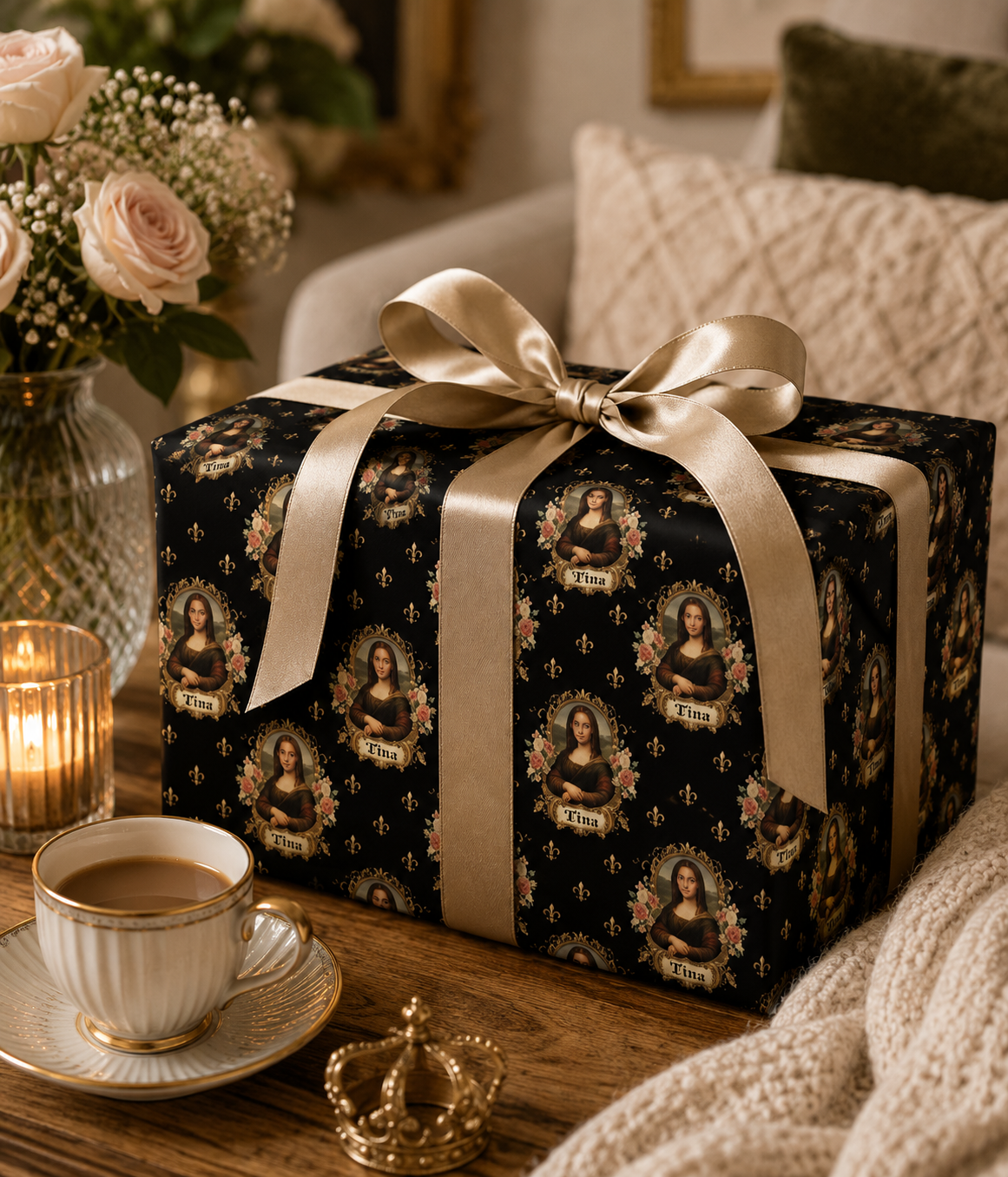 Personalized Mona Lisa Wrapping Paper | Custom Gift Wrap
