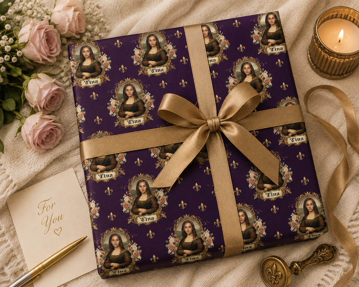 Personalized Mona Lisa Wrapping Paper | Custom Gift Wrap