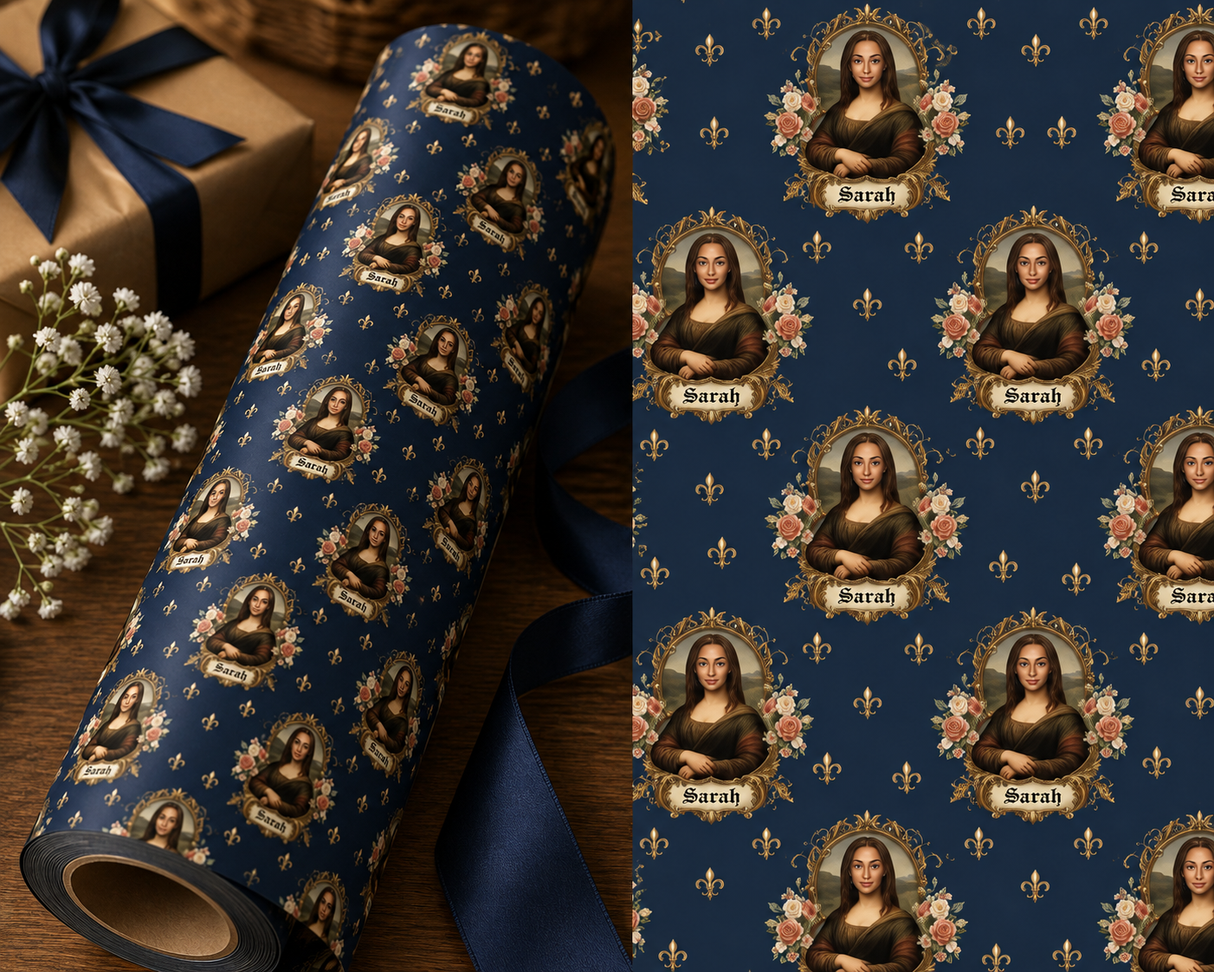 Personalized Mona Lisa Wrapping Paper | Custom Gift Wrap