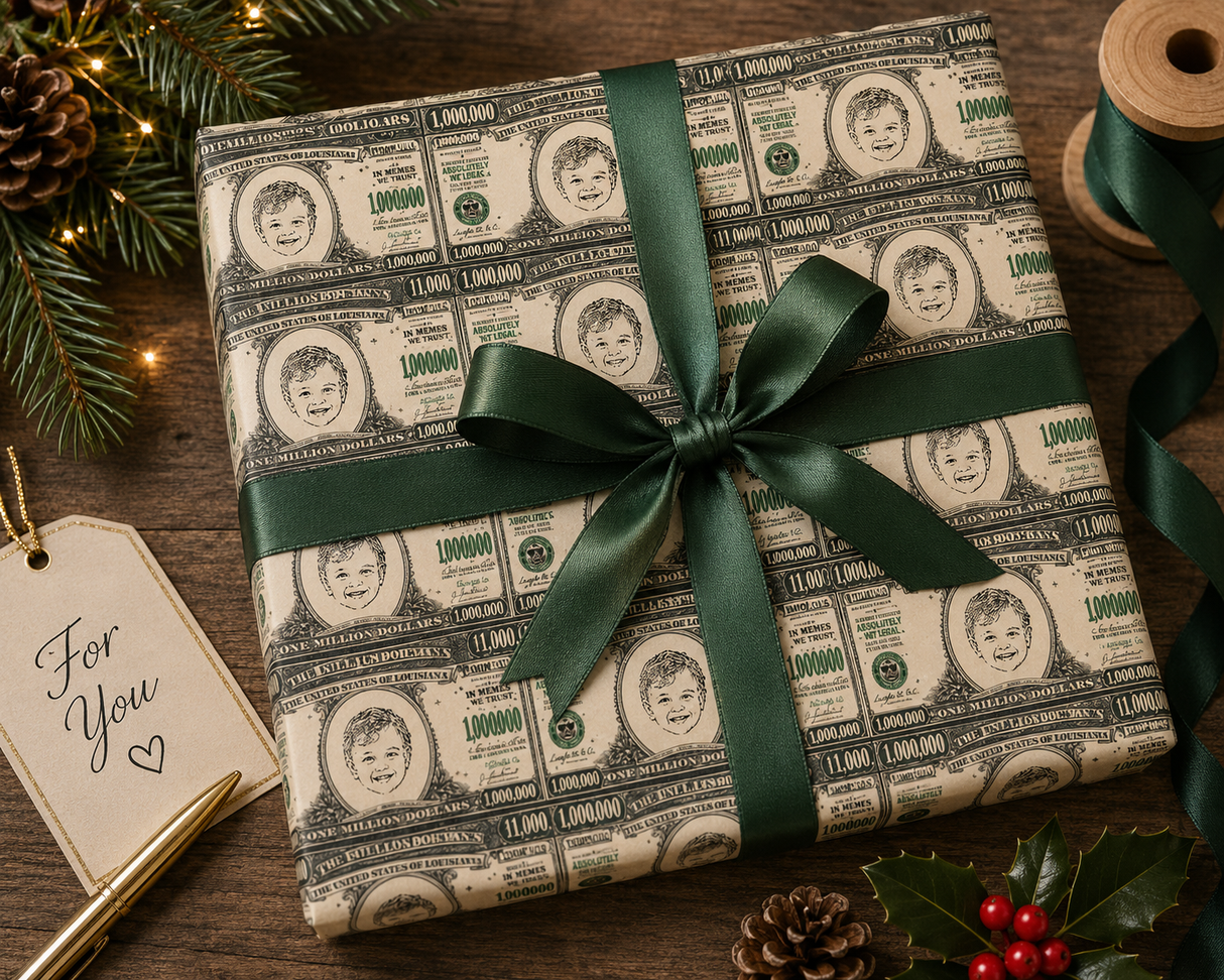 Personalized Million Dollar Bill Wrapping Paper | Custom Gift Wrap