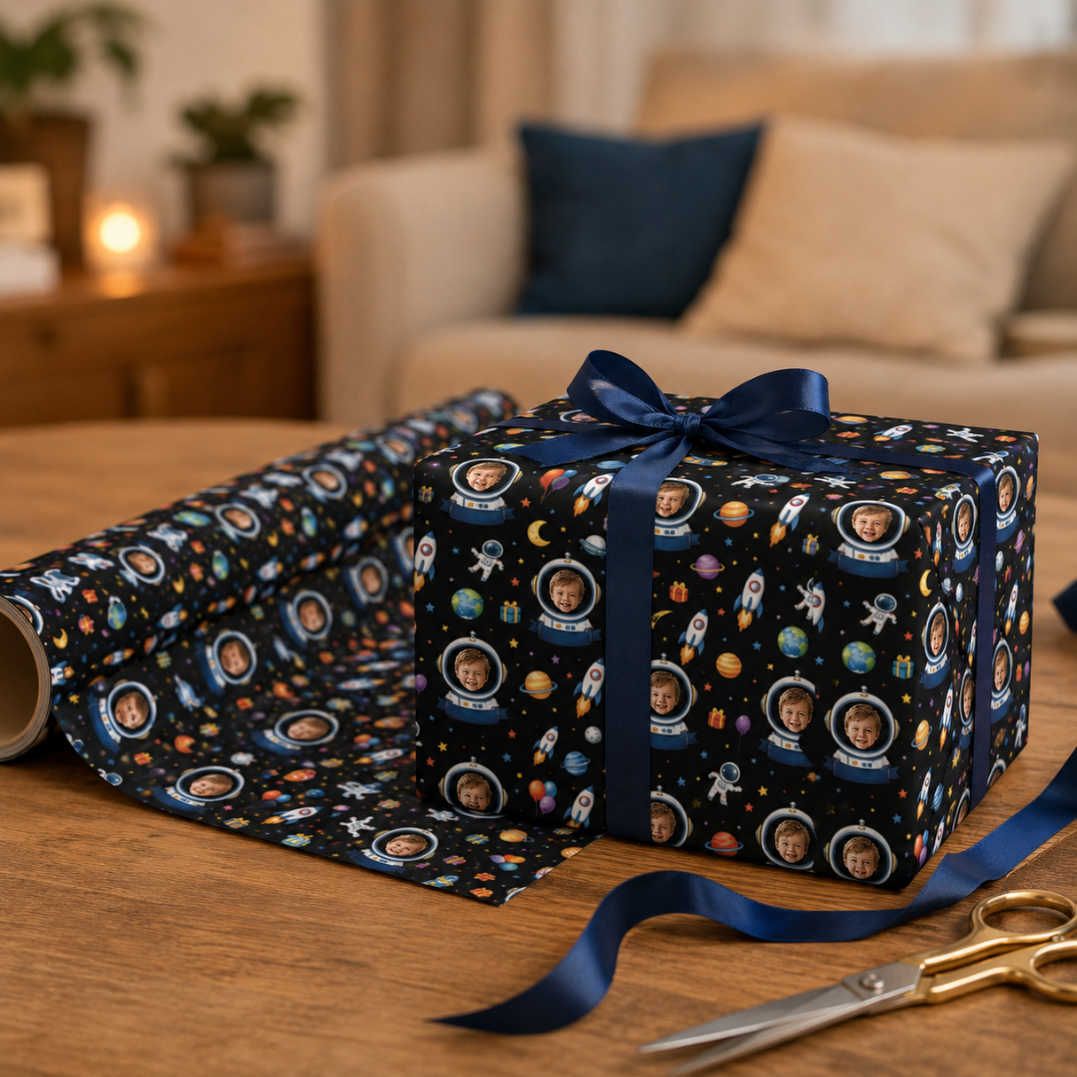 Personalized Outer Space Birthday Wrapping Paper | Custom Gift Wrap