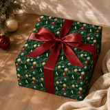 Personalized Fir & Frost Holiday Monogram Wrapping Paper | Custom Gift Wrap
