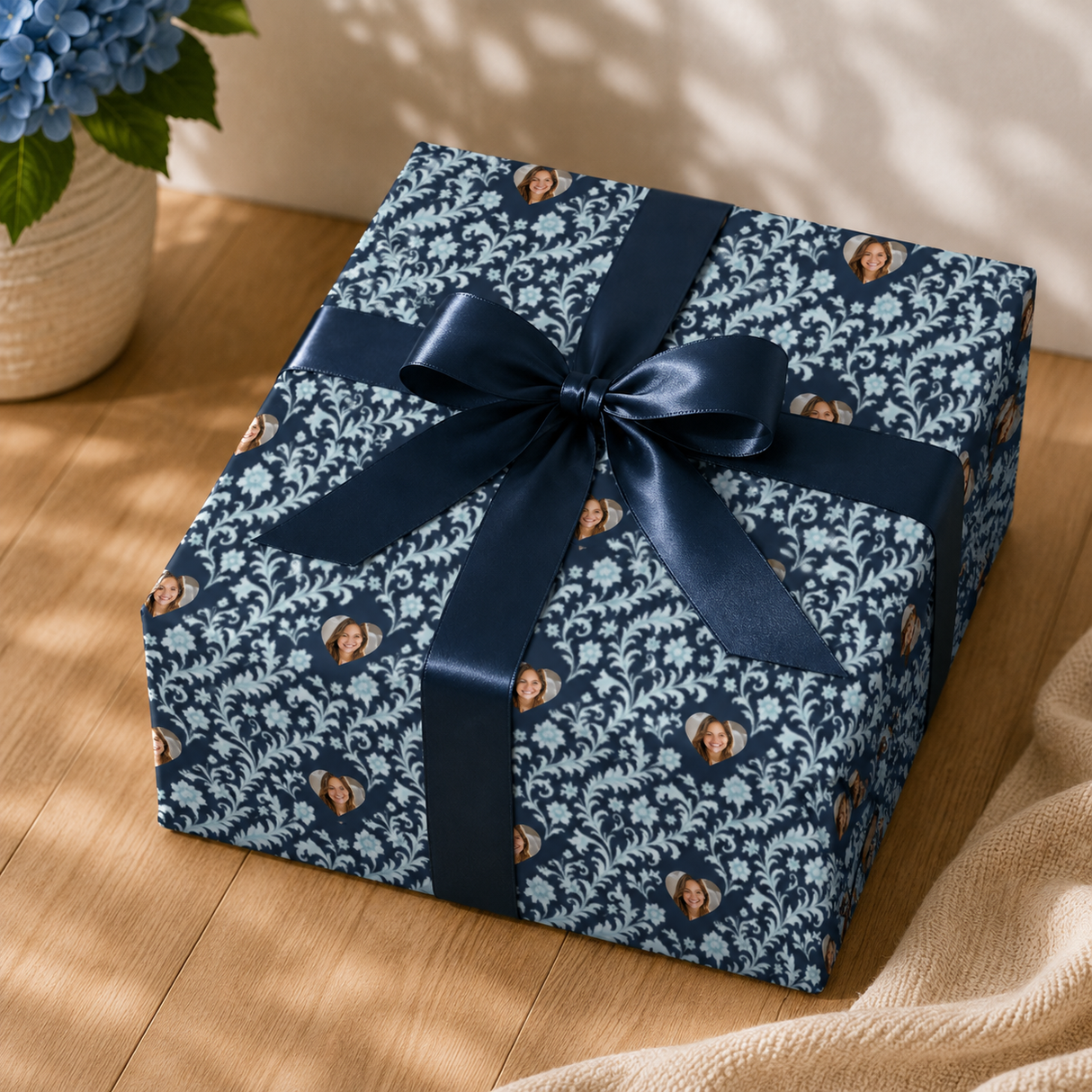 Personalized Azure Baroque Wrapping Paper | Custom Gift Wrap