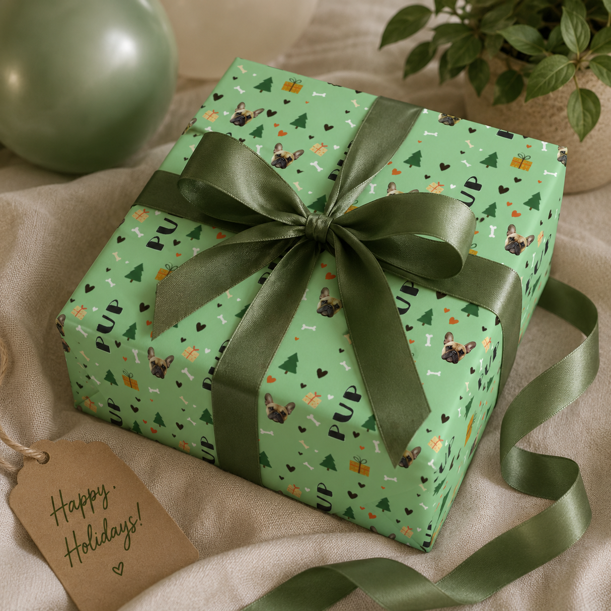 Personalized Holiday Pals Wrapping Paper | Custom Gift Wrap
