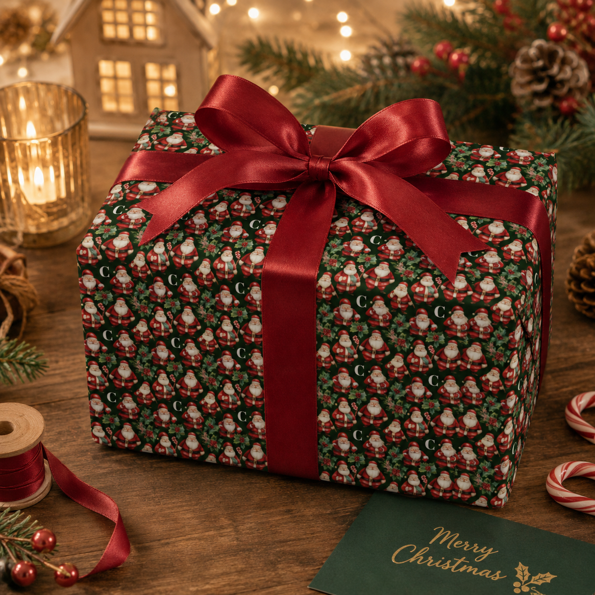 Personalized Candy Cane Lane Wrapping Paper | Custom Gift Wrap