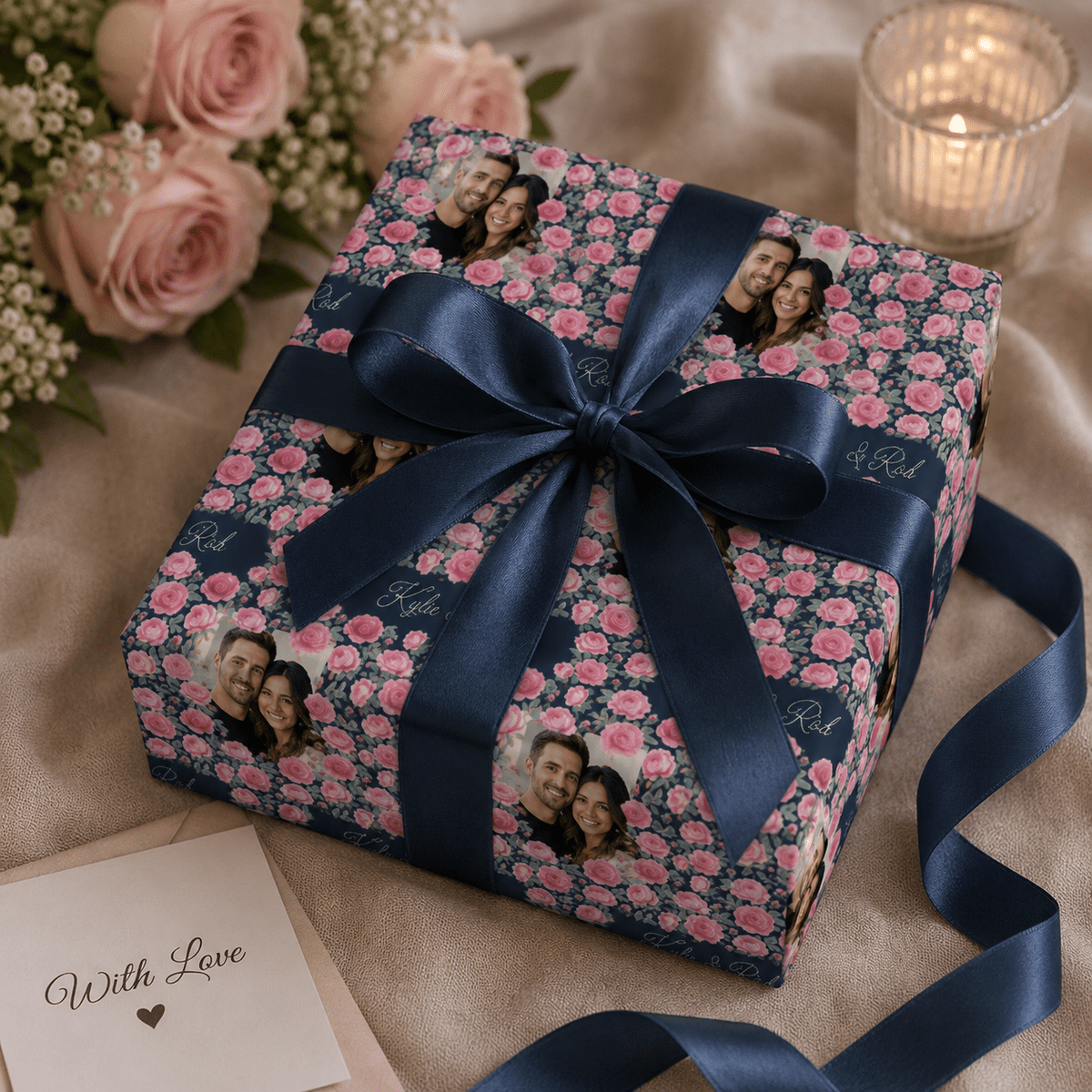 Personalized Blushing Bloom Wrapping Paper | Custom Gift Wrap - London Penny Gift Wrap