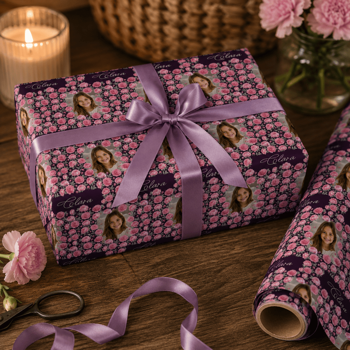 Personalized Blushing Bloom Wrapping Paper | Custom Gift Wrap - London Penny Gift Wrap