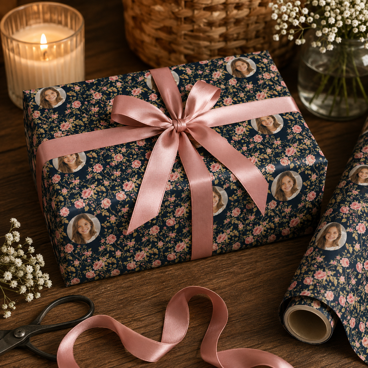 Personalized Blushing Vines Wrapping Paper | Custom Gift Wrap