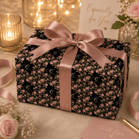 Personalized Blushing Vines Monogram Wrapping Paper | Custom Gift Wrap - London Penny Gift Wrap
