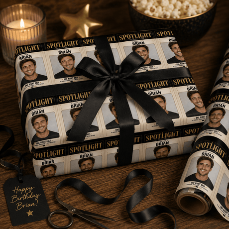 Personalized Playbill Spotlight Wrapping Paper | Custom Gift Wrap - London Penny Gift Wrap