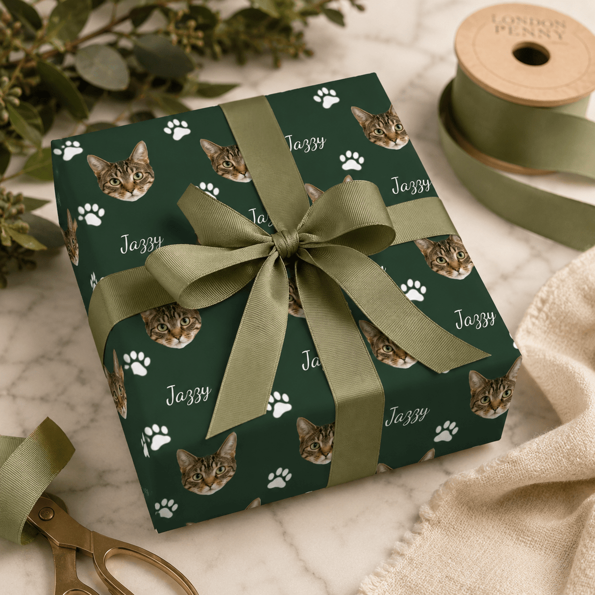 Personalized Cat 6FT Wrapping Paper | Custom Gift Wrap - London Penny Gift Wrap