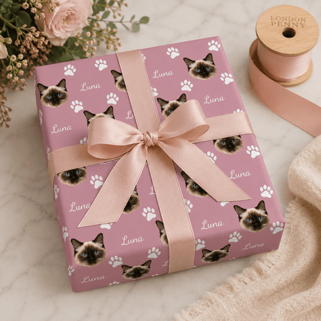Personalized Cat 6FT Wrapping Paper | Custom Gift Wrap - London Penny Gift Wrap