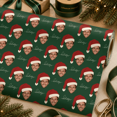 Personalized Santa Hat 6FT Wrapping Paper | Custom Gift Wrap - London Penny Gift Wrap