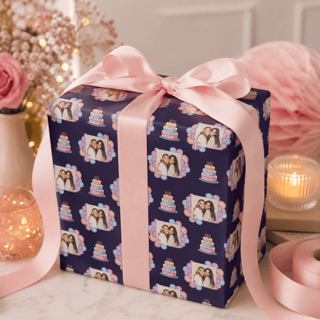 Personalized Birthday Cake 6FT Wrapping Paper | Custom Gift Wrap - London Penny Gift Wrap