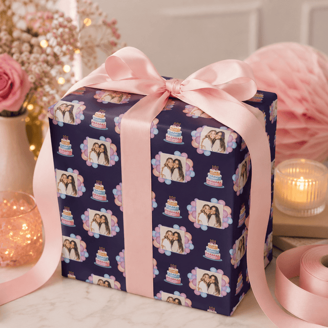 Personalized Birthday Cake 6FT Wrapping Paper | Custom Gift Wrap - London Penny Gift Wrap