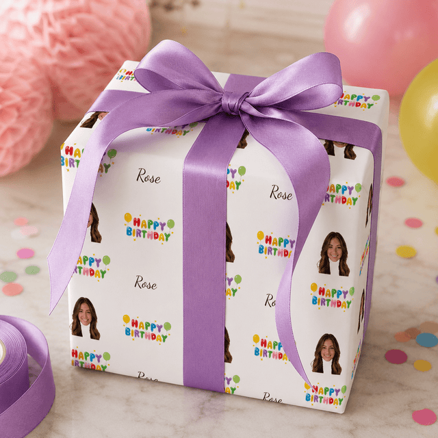 Personalized Birthday Cake 6FT Wrapping Paper | Custom Gift Wrap - London Penny Gift Wrap