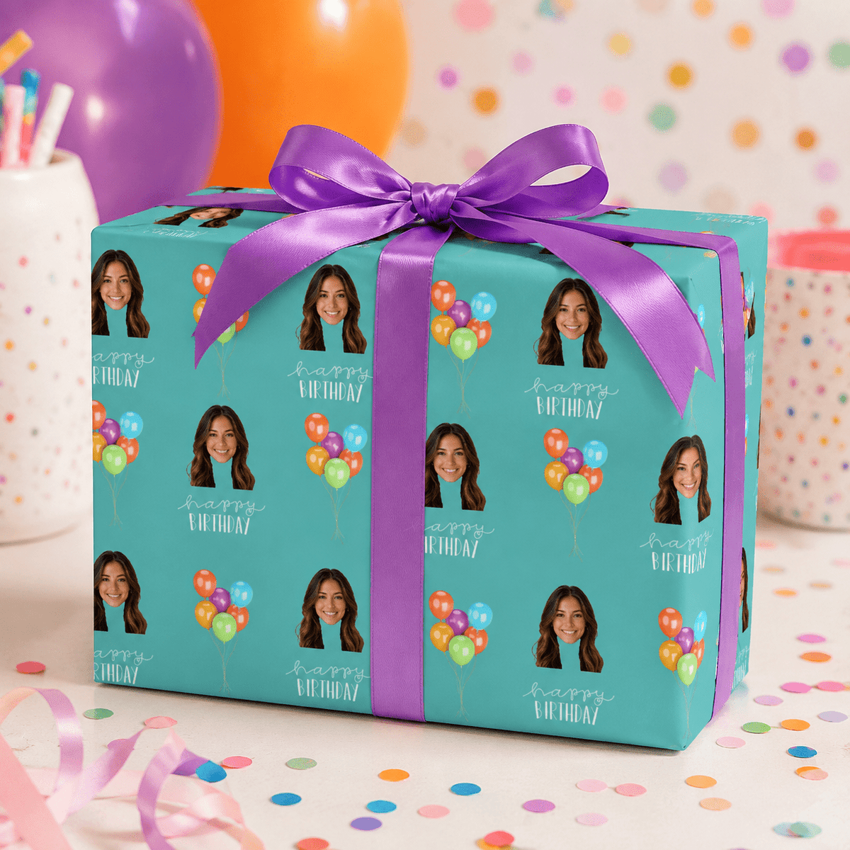 Personalized Birthday Balloons 6FT Wrapping Paper | Custom Gift Wrap - London Penny Gift Wrap