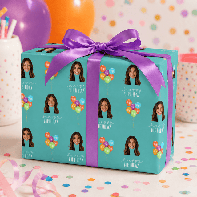 Personalized Birthday Balloons 6FT Wrapping Paper | Custom Gift Wrap - London Penny Gift Wrap