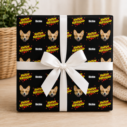 Personalized Comic Birthday 6FT Wrapping Paper | Custom Gift Wrap