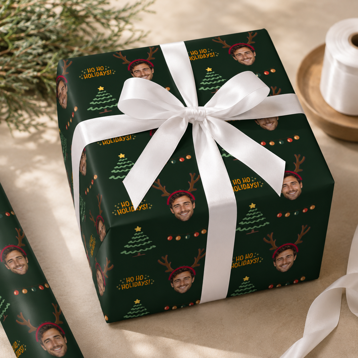 Personalized Reindeer 6FT Wrapping Paper | Custom Gift Wrap