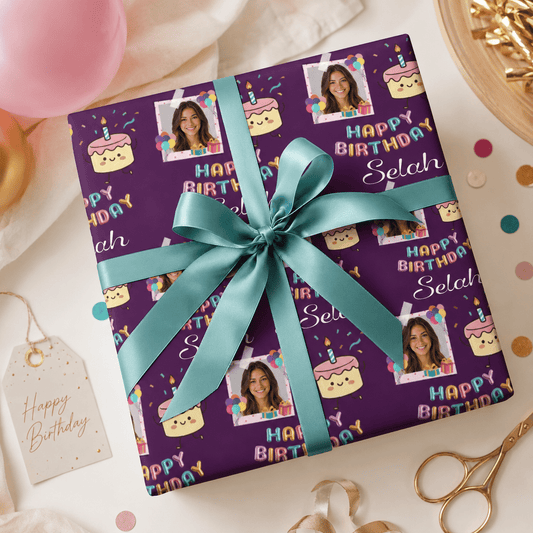 Personalized Birthday Cake 6FT Wrapping Paper | Custom Gift Wrap - London Penny Gift Wrap