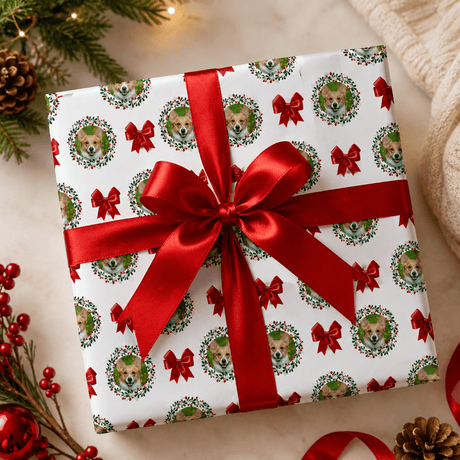 Personalized Holiday Wreath 6FT Wrapping Paper | Custom Gift Wrap - London Penny Gift Wrap
