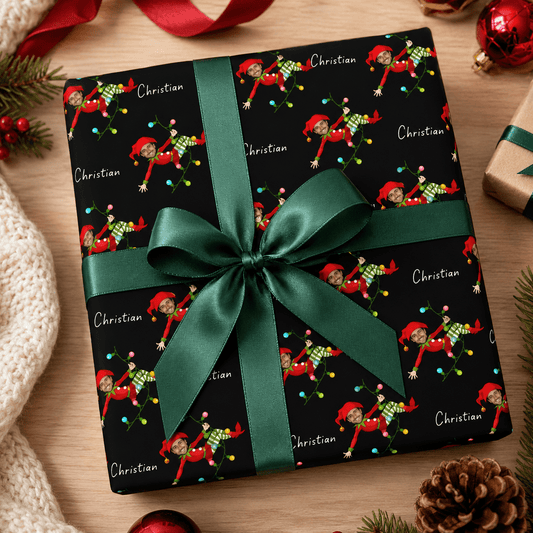 Personalized Holiday Wreath 6FT Wrapping Paper | Custom Gift Wrap - London Penny Gift Wrap