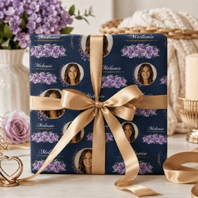 Personalized Flower Framed Wrapping Paper | Custom Gift Wrap - London Penny Gift Wrap